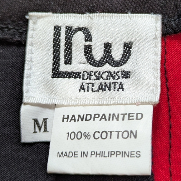 Vintage LRW Red Black Colorful Color Block Mixed Print Button Up Top M - Picture 6 of 7